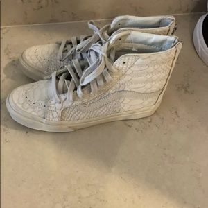 Vans Leather Sk8 Hi Reissue In Off White Print
